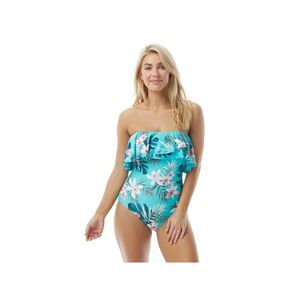 CONTOURS Women's Turquoise Bandeau One Piece Swimsuit 16 40C